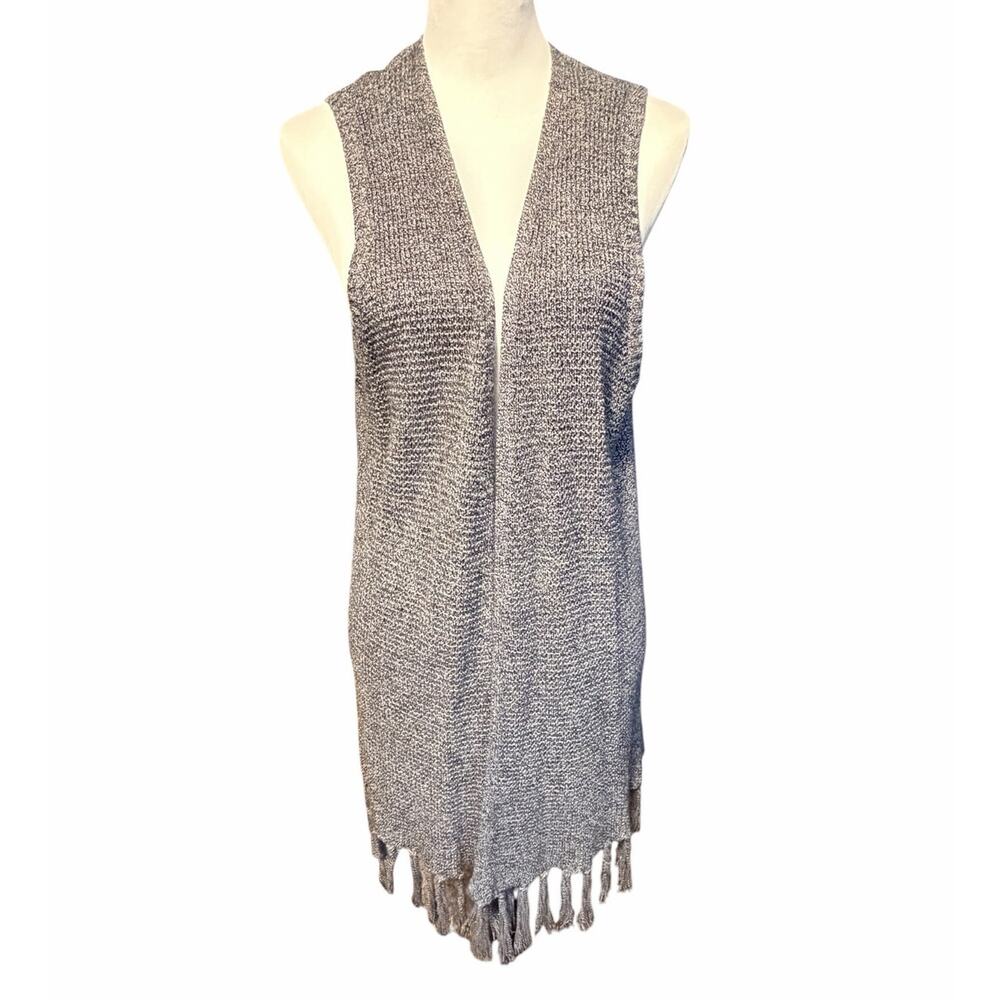 Bass Women's Sleeveless Sweater Cardigan Black White Size XL